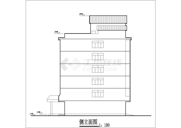 芜湖市某商业街8100平米6层混合结构商务宾馆平立面设计CAD图纸-图一