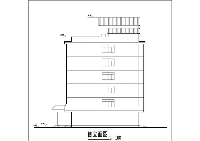 芜湖市某商业街8100平米6层混合结构商务宾馆平立面设计CAD图纸_图1