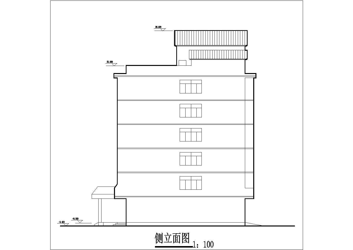 芜湖市某商业街8100平米6层混合结构商务宾馆平立面设计CAD图纸