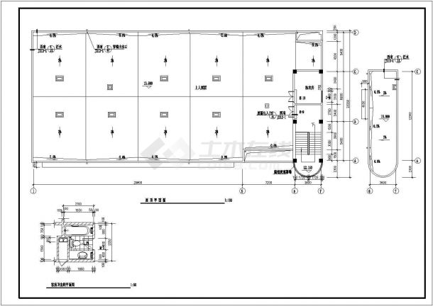 兰州某商业街5600平米4层框架结构商务酒店平立剖面设计CAD图纸-图一