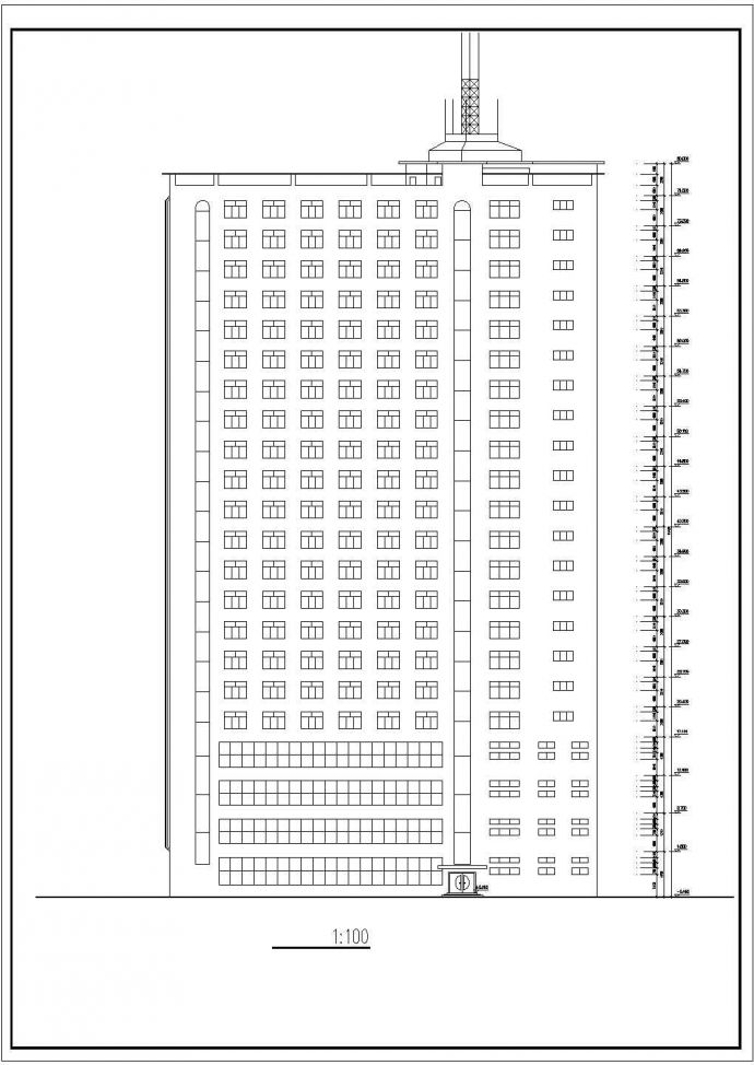 长沙某临街2万平米左右22层框架结构商务酒店平立剖面设计CAD图纸_图1