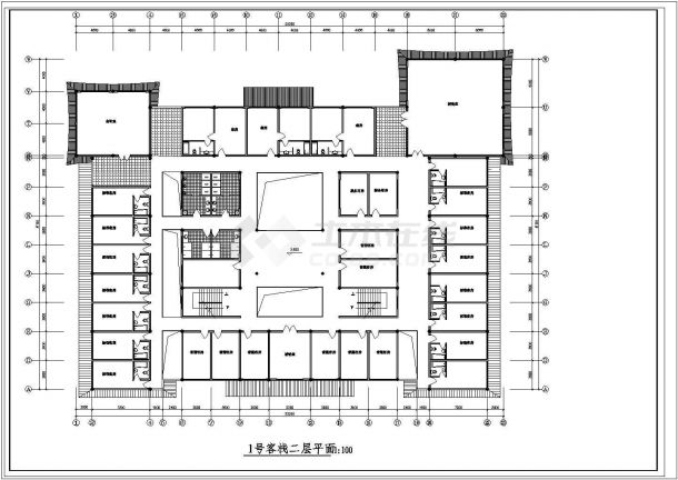 嘉兴市某度假村5800平米3层框架结构民宿酒店平立面设计CAD图纸-图一