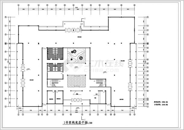 嘉兴市某度假村5800平米3层框架结构民宿酒店平立面设计CAD图纸-图二