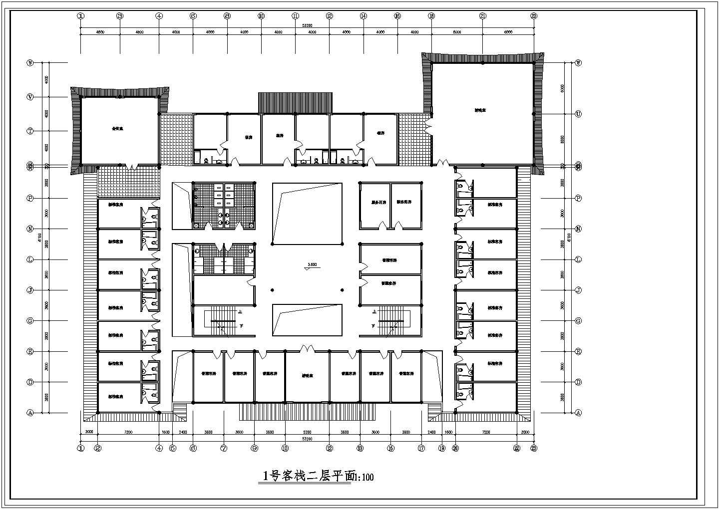 嘉兴市某度假村5800平米3层框架结构民宿酒店平立面设计CAD图纸
