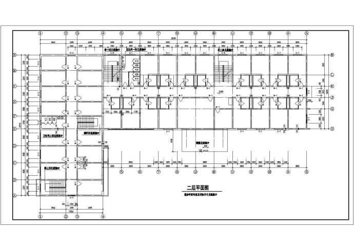 3200平米局部4层框架结构商务酒店平立剖面设计CAD图纸_图1