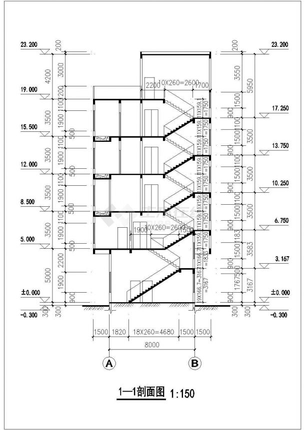 6100平米五层框混结构商务酒店平立剖面设计CAD图纸（2套方案）-图二