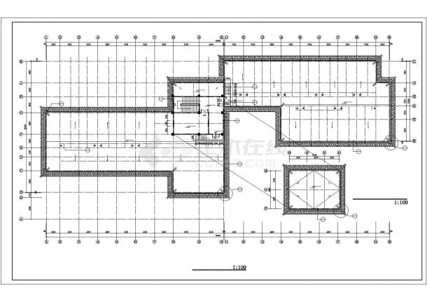焦作市人民西路某临街5500平米4层框架商务酒店建筑设计CAD图纸-图一
