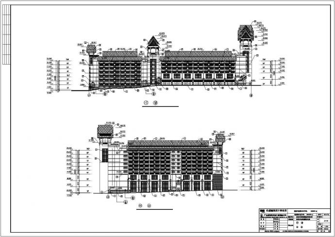 1.1万平米五层框架结构四星级大酒店平立剖面CAD设计图纸_图1