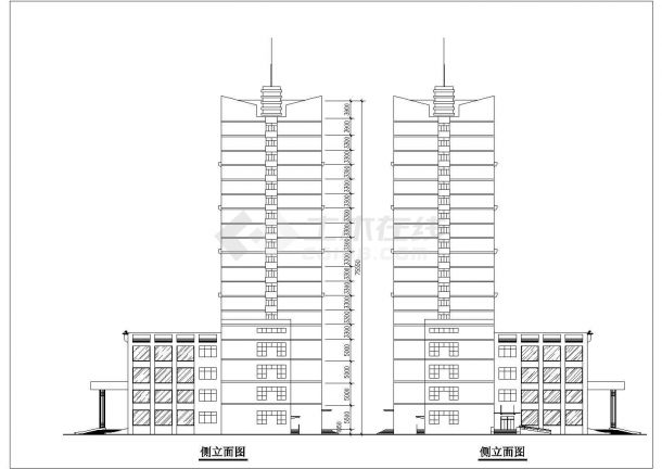 1.6万平米20层框架结构三星级酒店平立剖面CAD设计图纸-图一