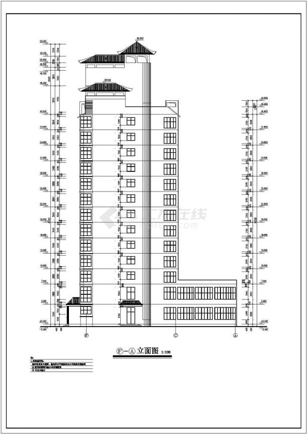 高层宾馆建筑设计CAD施工图-图二