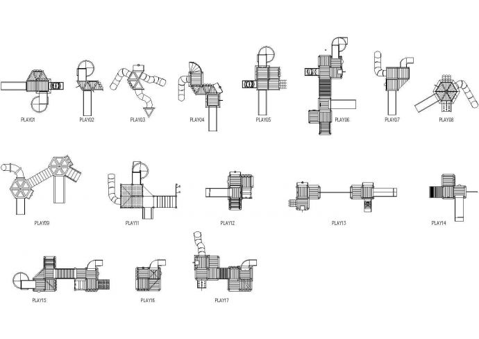 各式滑梯图块集剖面CAD参考图_图1
