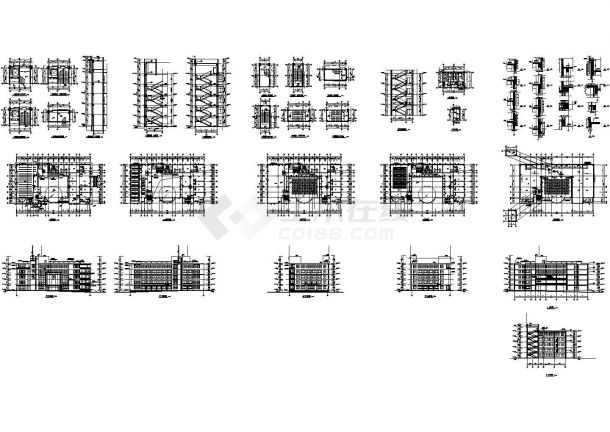 某五层图书馆建筑设计Cad图（含楼梯及节点详图）-图一