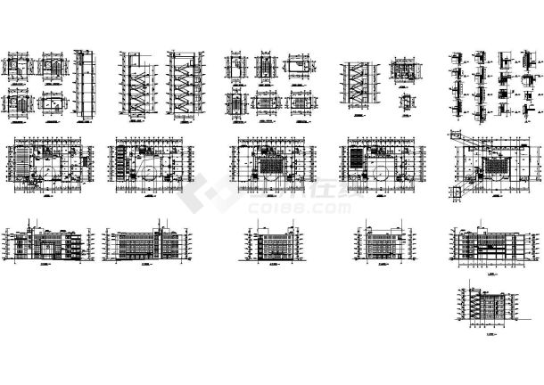 某五层图书馆建筑设计Cad图（含楼梯及节点详图）-图二