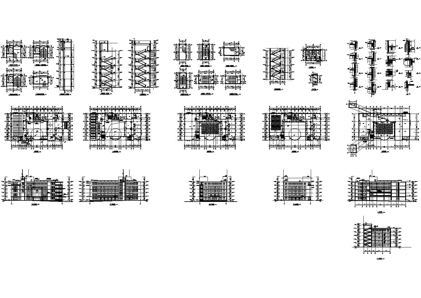 某五层图书馆建筑设计Cad图（含楼梯及节点详图）