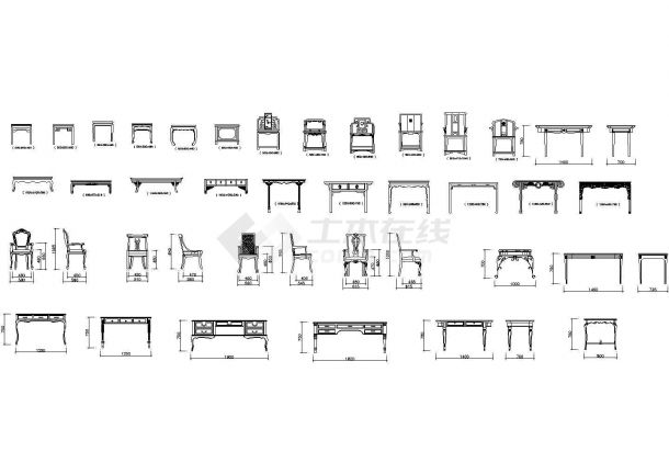 中式特色桌椅CAD图块集-图一