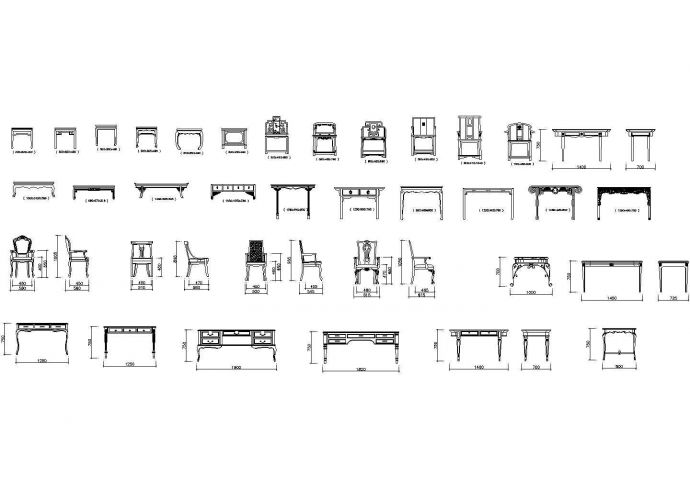 中式特色桌椅CAD图块集_图1