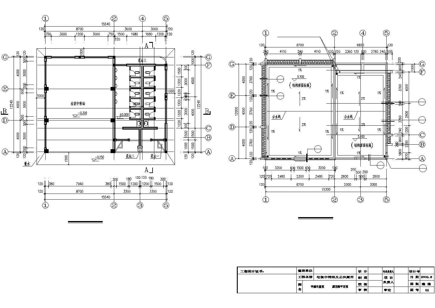 180平米单层砖混结构垃圾中转站+公共厕所建筑设计CAD图纸