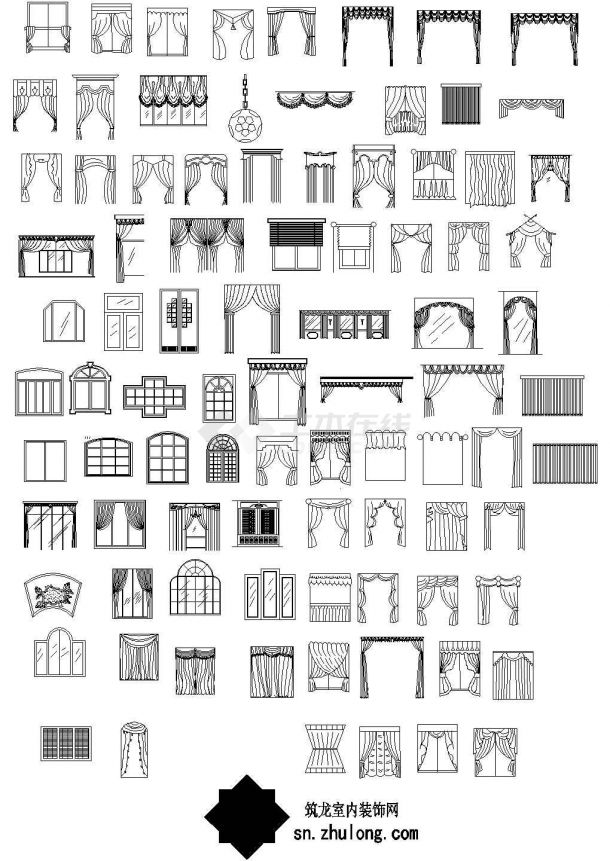 各式风格窗帘立面图CAD图块-图一