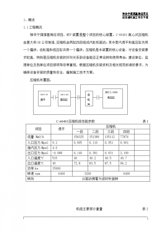 神华宁煤煤基 烯烃项目C-60401离心式压缩机安装施工方案_图1