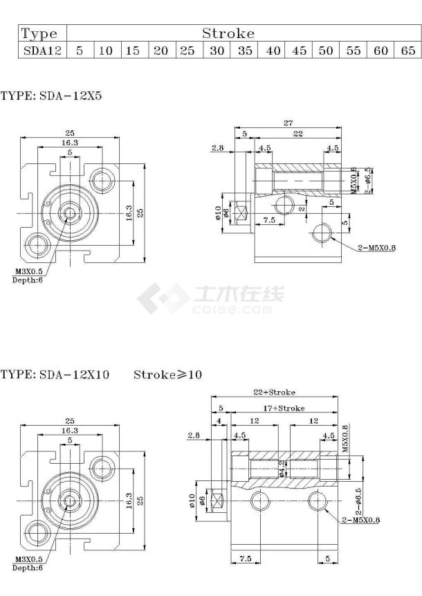 sda气缸全套图纸模型设计