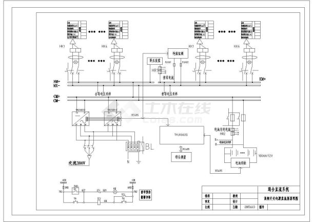 100AH直流屏原理接线图cad图纸-图一