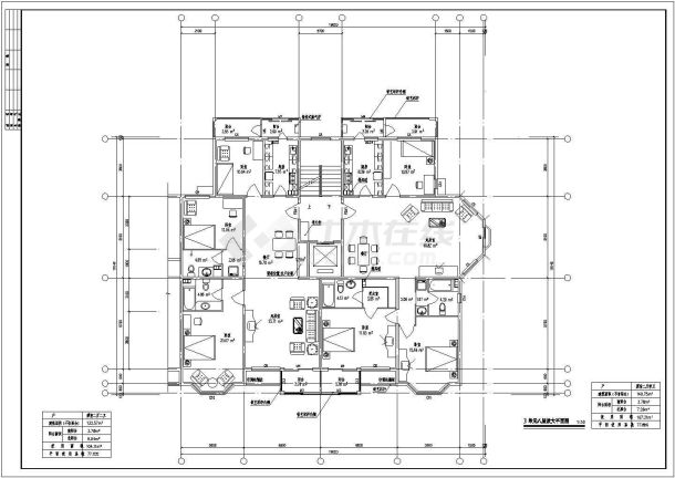 120至141平米元楼楼层户型施工图-图二