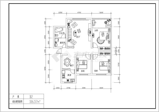经典套房户型方案图【独户21种设计、户型面积80至165平米之间，1梯2户1种设计对称户型93.77平米】-图一