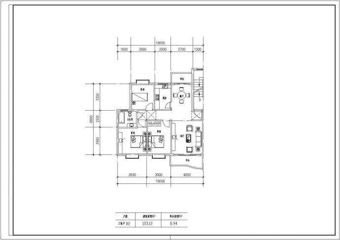 100至180平方米住宅户型设计CAD图【独户、3室2厅、4室2厅】_图1