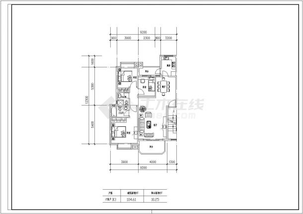 100至180平方米住宅户型设计CAD图【独户、3室2厅、4室2厅】-图二