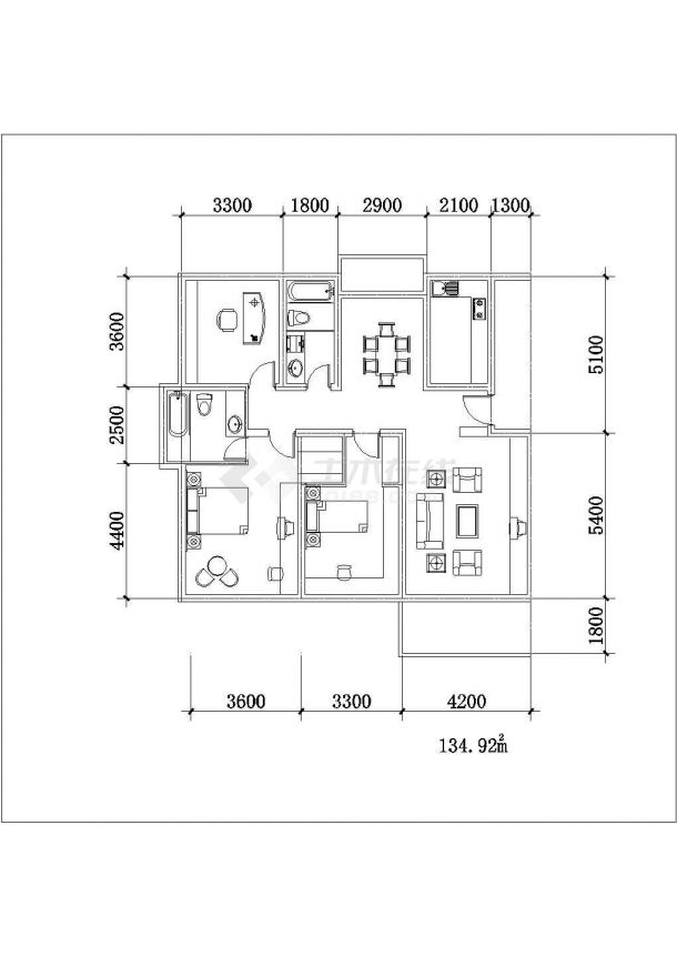 125-165平方含跃层住宅户型方案图-图一
