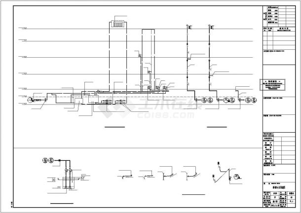 杭州某小区790平米3层框混结构双拼别墅全套给排水设计CAD图纸-图一