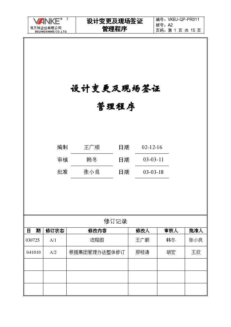 设计变更及现场签证管理程序