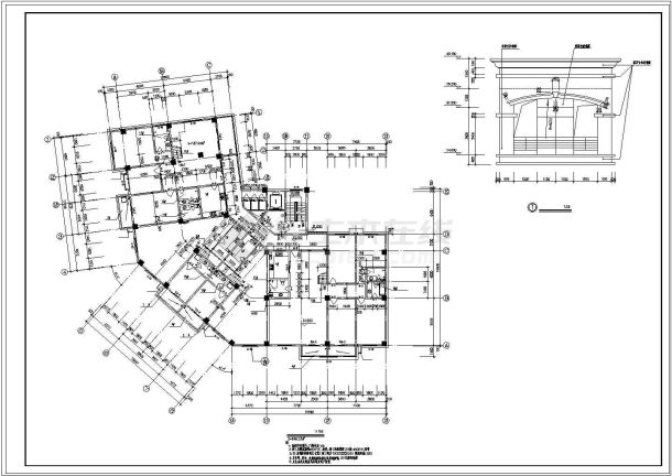 某地区高层商住楼建筑全套cad设计施工图-图二