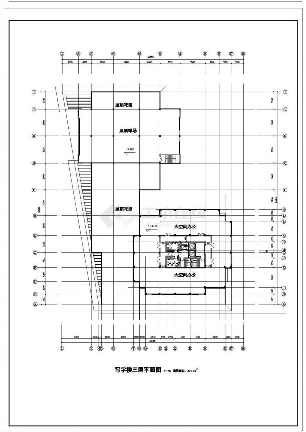 高层写字楼建筑CAD方案施工图-图一