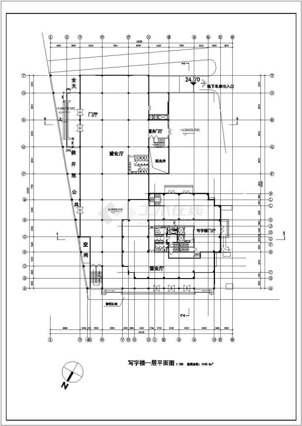 高层写字楼建筑CAD方案施工图-图二