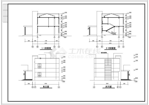 办公楼设计_某工厂两层办公楼建筑全套设计cad施工图-图一