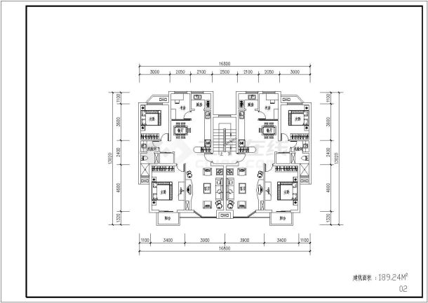 某大型办公楼全套户型施工图-图一