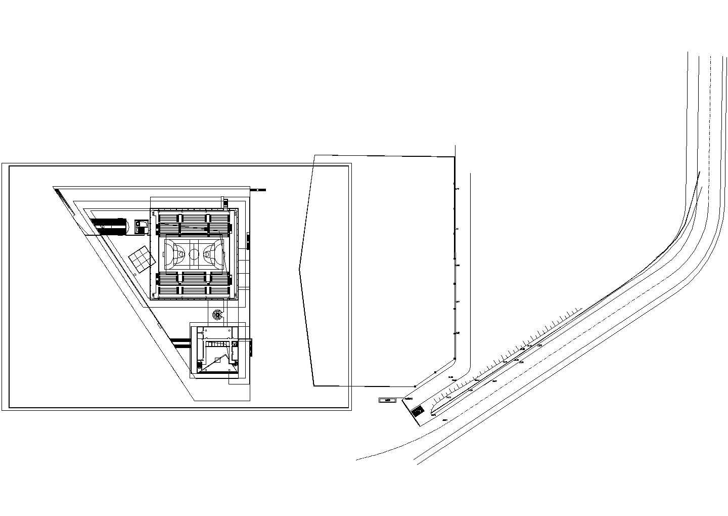 南方某市小型体育馆整套建筑CAD施工设计图纸(含屋顶平面图)