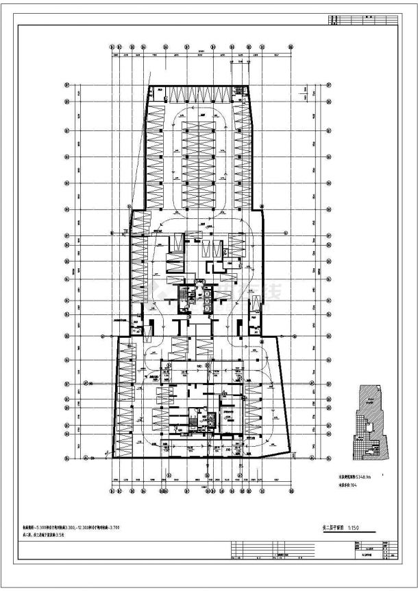 1.5万平米地下3层停车库给排水+喷淋+消防平面设计CAD图纸-图二