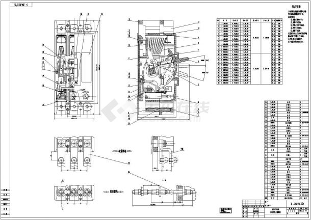 某标准型DZ20YJ-225塑料外壳式断路器电气线路总装设计CAD图纸-图一