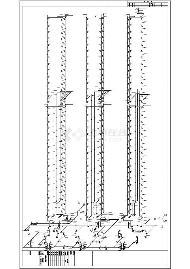 某现代化小区1.4万平米25层框架结构商住楼给排水设计CAD图纸-图一