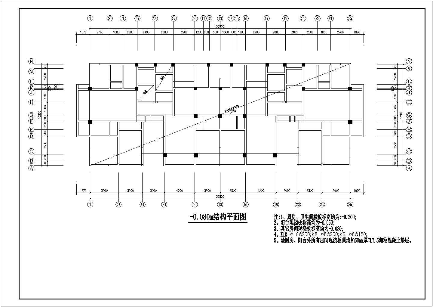 苏州姑苏区某十二层住宅楼框剪结构cad施工工程图纸(含材料表)
