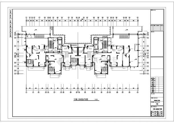 2.4万平米32层剪力墙结构高层住宅楼给排水平面设计CAD图纸-图一