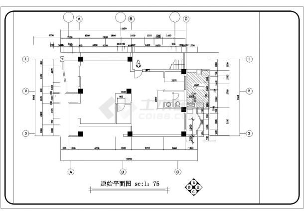 某地样板房装修完整室内家装设计cad平面施工图（附原始户型图）-图二