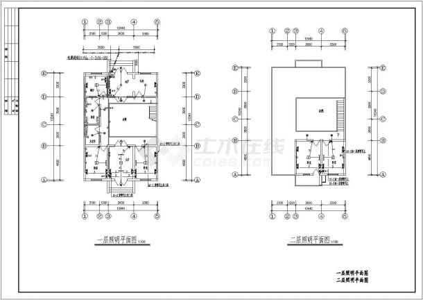 北京新农村二层庄园式住宅楼全套CAD设计施工图纸(含照明平面图)-图一