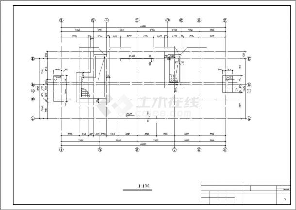 3800平米五层框架结构老年活动中心建筑CAD设计图纸-图一