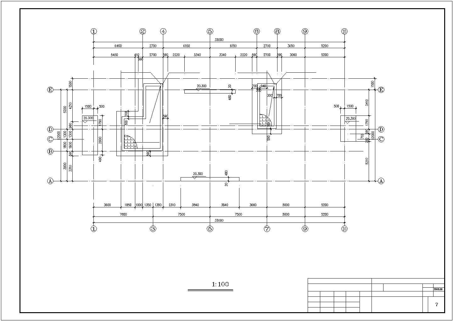 3800平米五层框架结构老年活动中心建筑CAD设计图纸