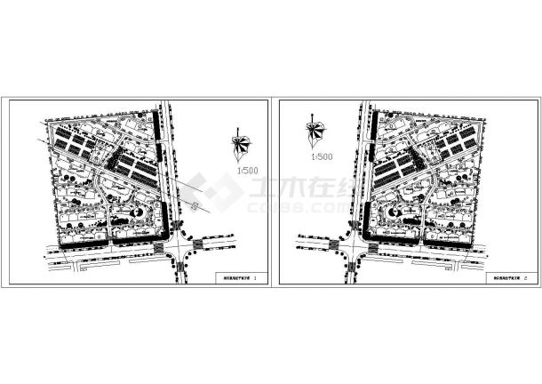 住宅小区场区规划总平面方案2张图cad设计施工图-图二