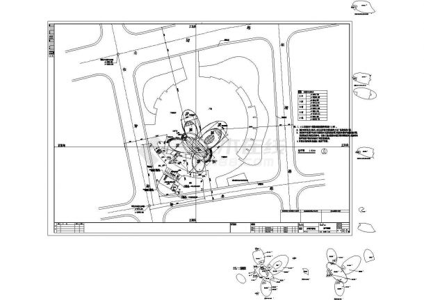 某不规则四叶草型3层博物馆设计cad全套建筑施工图【标注详细，23个CAD文件】-图一
