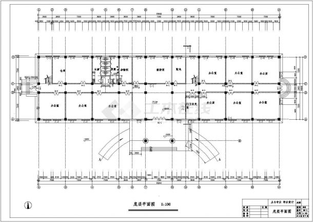 某建筑面积5443平米五层框架结构办公楼毕业设计cad全套建筑施工图（含设计说明，含结构设计，含计算书）-图二